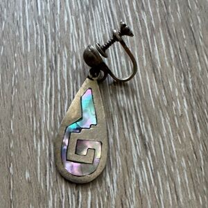 Single TAXCO silver erring with inlaid abalone shell